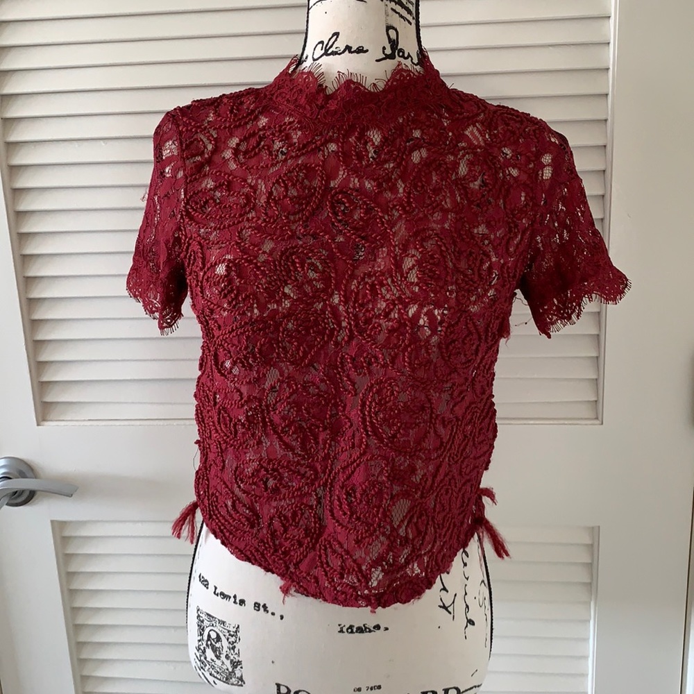 Red lace Zara top